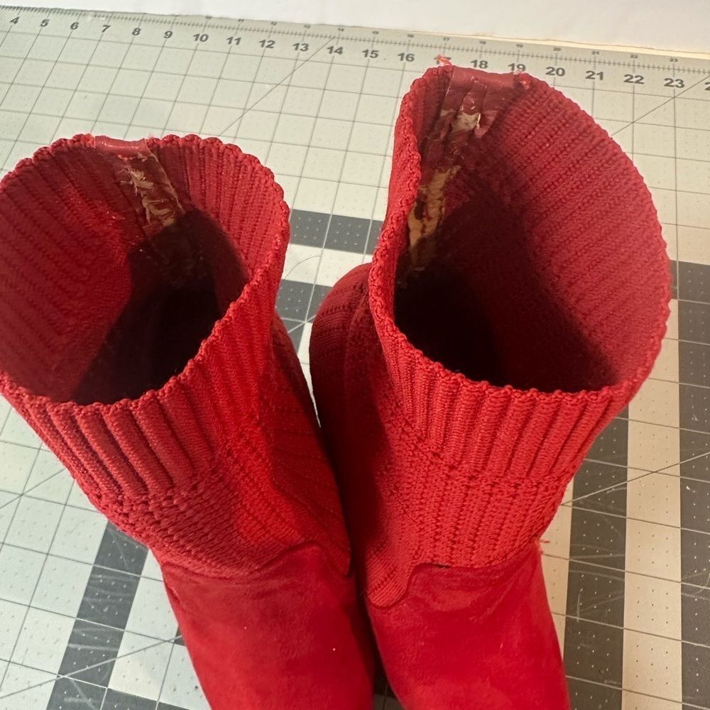 Catherine Malandrino red pump‎ heel ankle boots great for the holidays size 6 - Picture 8 of 9